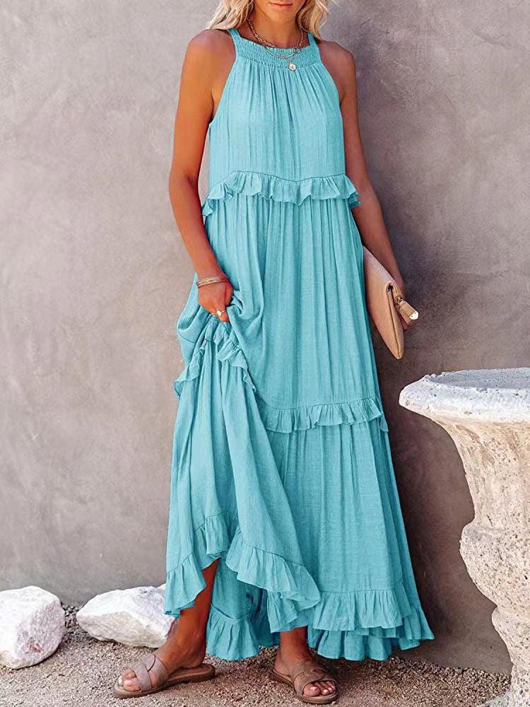 Women Maxi Summer Dresses Solid Casual  Dress BENNYS 