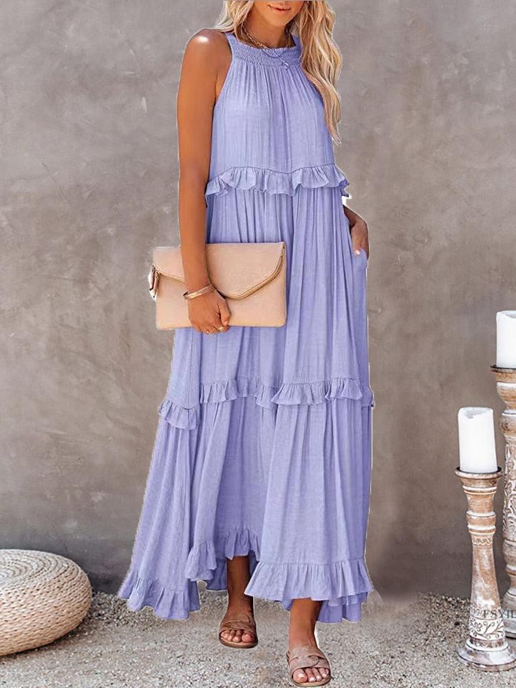 Women Maxi Summer Dresses Solid Casual  Dress BENNYS 