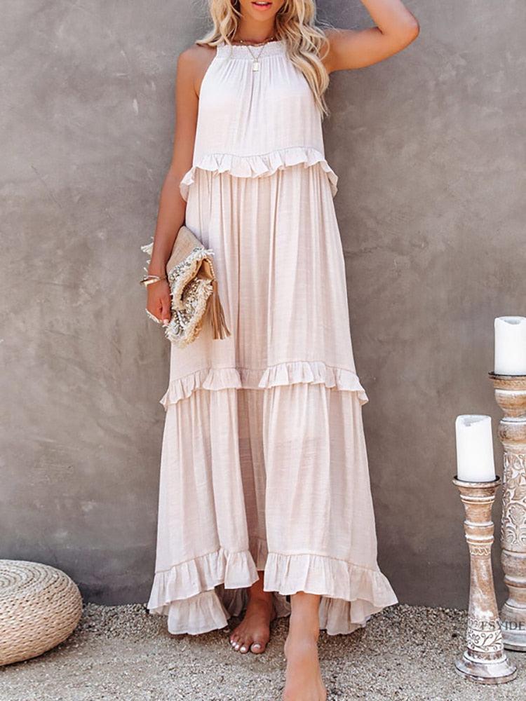 Women Maxi Summer Dresses Solid Casual  Dress BENNYS 