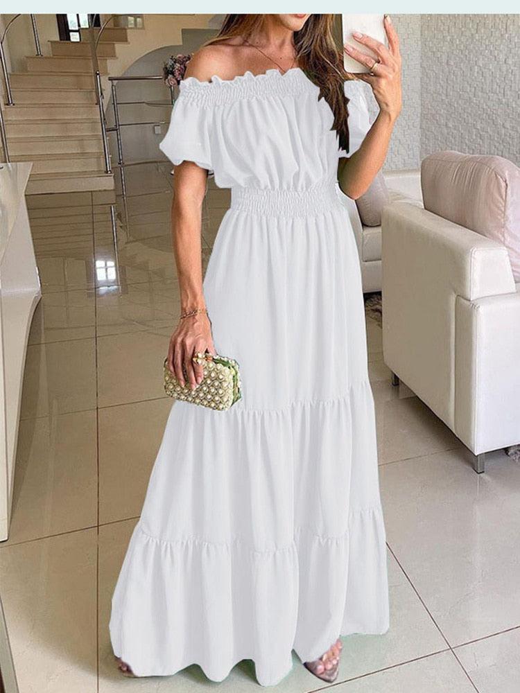 Women Maxi Summer Dresses Solid Casual  Dress BENNYS 