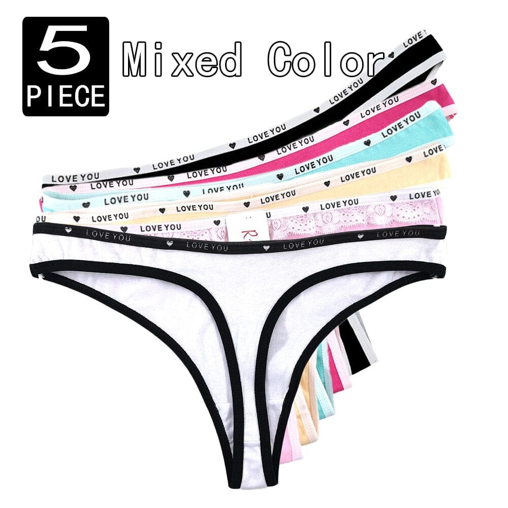 5PCS/Set Cotton Thongs Seamless Women's panties Sexy Low Waist G