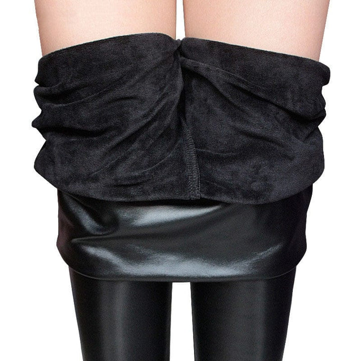 Women Plus Size Winter Warm Velvet Leather Pants BENNYS 