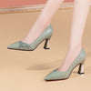 Women Pumps Bling High Heels Dress Shoes Pointed Toe Boat Shoes BENNYS 