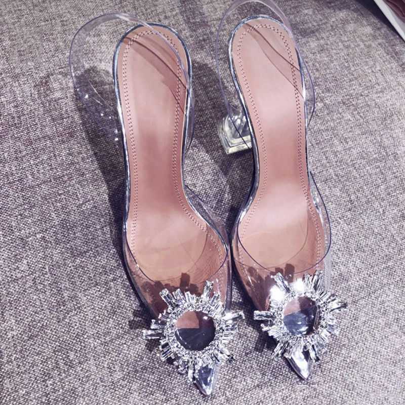 Women Pumps Elegant Pointed Toe Rhinestones High Heels Wedding Shoes BENNYS 