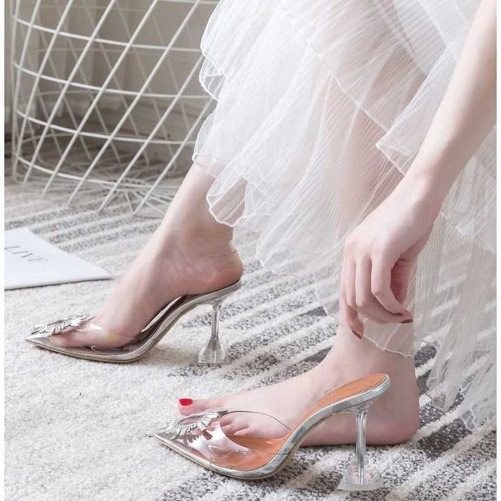 Women Pumps Elegant Pointed Toe Rhinestones High Heels Wedding Shoes BENNYS 