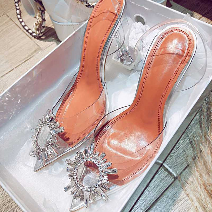 Women Pumps Elegant Pointed Toe Rhinestones High Heels Wedding Shoes BENNYS 