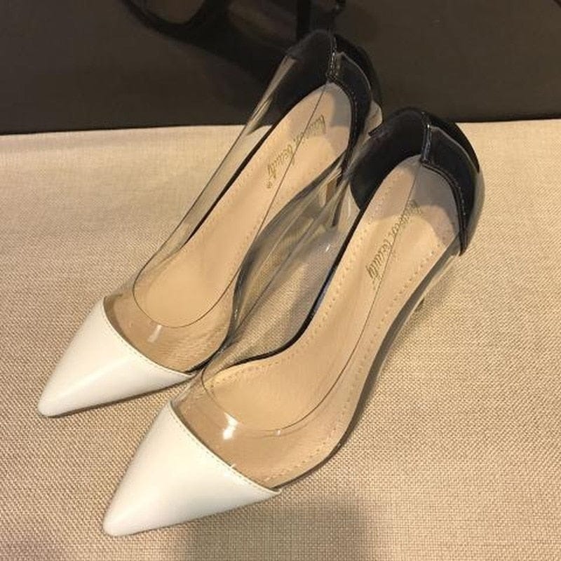 Women Pumps PVC Transparent High Heels Sexy Pointed Toe Shoes BENNYS 