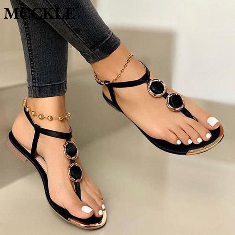 Women Sandals Buckle Flat Shoes Woman Flip Flops Ladies  Bohemia Sandals BENNYS 