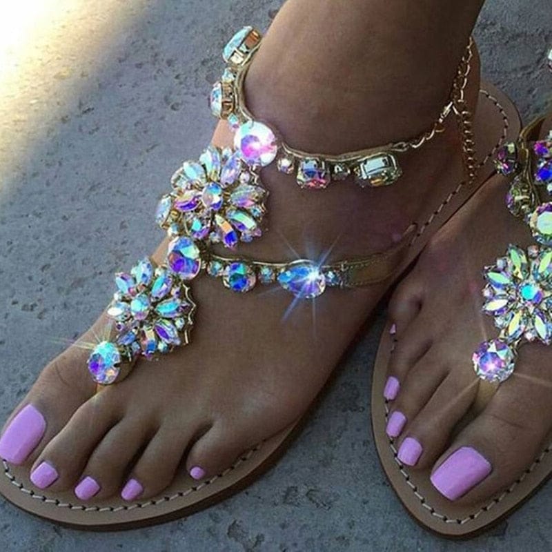 Women Sandals Summer Shoes Flat Pearl Sandals BENNYS 