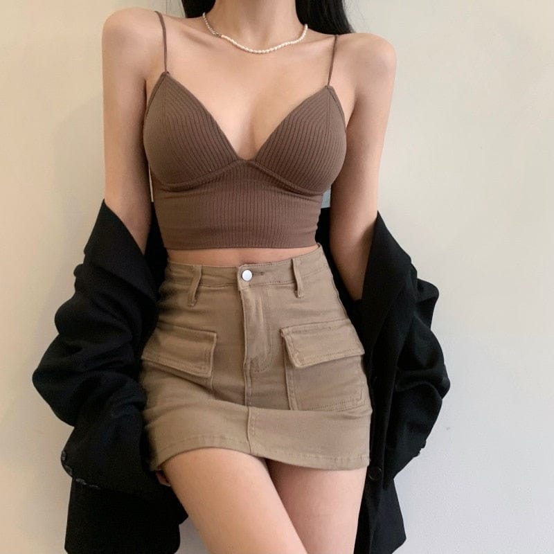 Women Seamless Crop Top V-Shaped Camisole BENNYS 