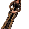 Women Sequins Lace Long Sleeve Round Neck Elegant Dress BENNYS 
