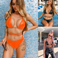 Women Sexy Brazilian Bikini Set PU Leather Swimwear BENNYS 