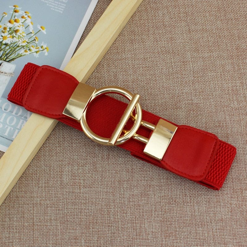 Women Simple Elastic  Band Round Buckle Belts BENNYS 