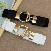 Women Simple Elastic  Band Round Buckle Belts BENNYS 
