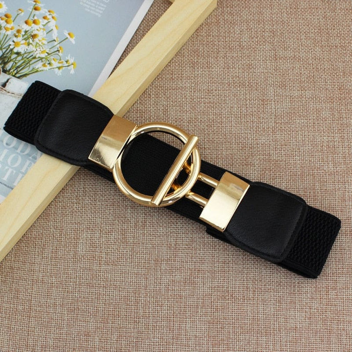 Women Simple Elastic  Band Round Buckle Belts BENNYS 