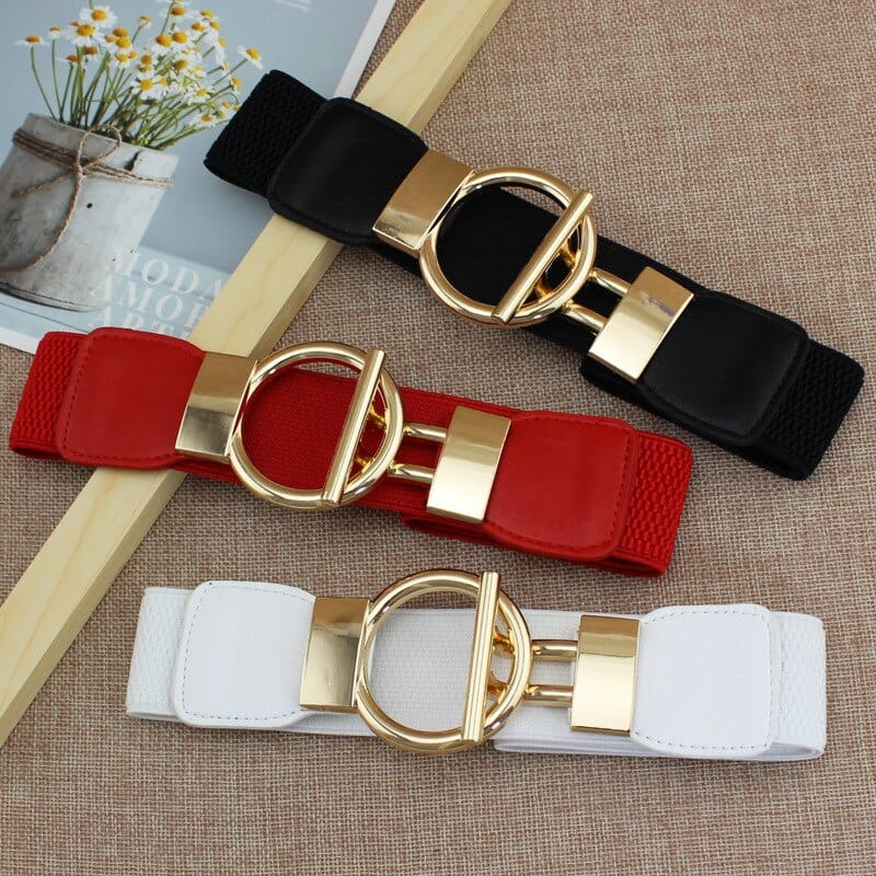 Women Simple Elastic  Band Round Buckle Belts BENNYS 