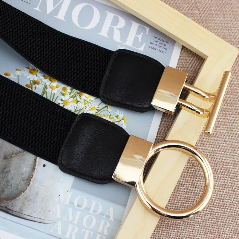 Women Simple Elastic  Band Round Buckle Belts BENNYS 