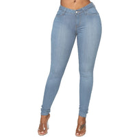 Women Skinny Jeans Solid Color High Waist Stretch Denim  Pencil Pants BENNYS 