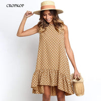 Women Summer Dress Fashion Polka Dot Sleeveless Beach Mini Dress BENNYS 