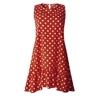 Women Summer Dress Fashion Polka Dot Sleeveless Beach Mini Dress BENNYS 