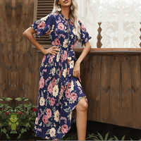 Women Summer Elegant Floral Pleated Dresses BENNYS 