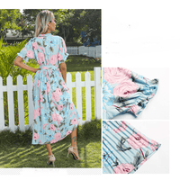 Women Summer Elegant Floral Pleated Dresses BENNYS 