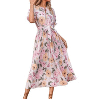 Women Summer Elegant Floral Pleated Dresses BENNYS 