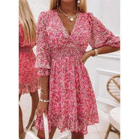 Women Summer New Casual Long Sleeve V-Neck Beach Sundress BENNYS 