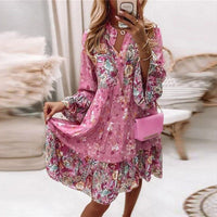 Women Summer New Casual Long Sleeve V-Neck Beach Sundress BENNYS 