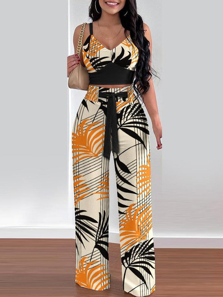 Women Summer Print Tank Suit Tops And Long Pants Matching Set BENNYS 