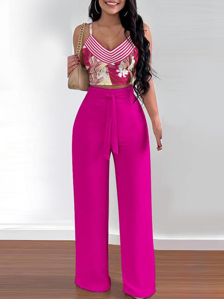 Women Summer Print Tank Suit Tops And Long Pants Matching Set BENNYS 