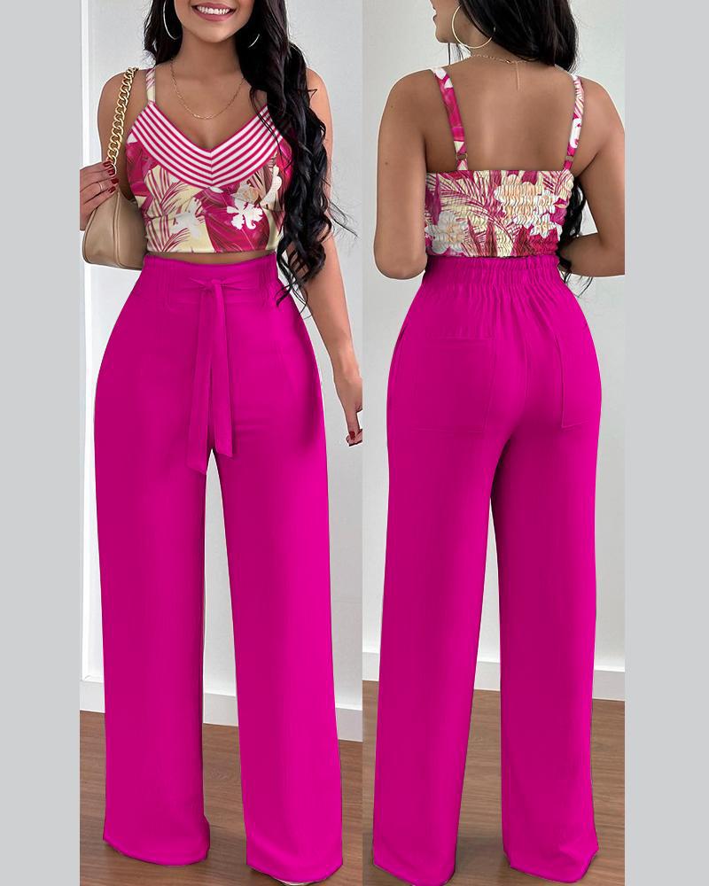 Women Summer Print Tank Suit Tops And Long Pants Matching Set BENNYS 