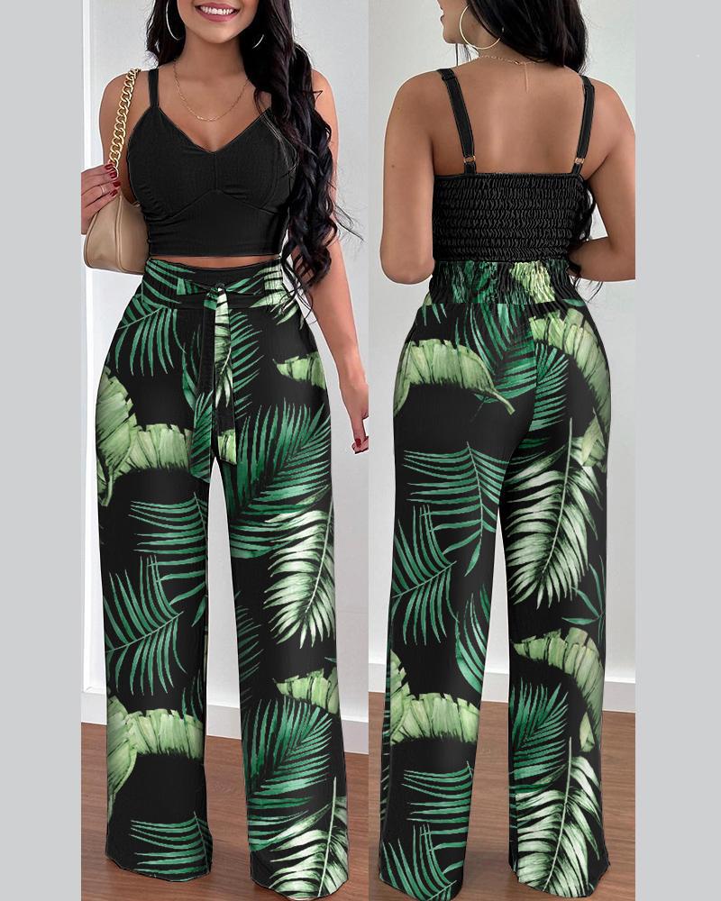 Women Summer Print Tank Suit Tops And Long Pants Matching Set BENNYS 