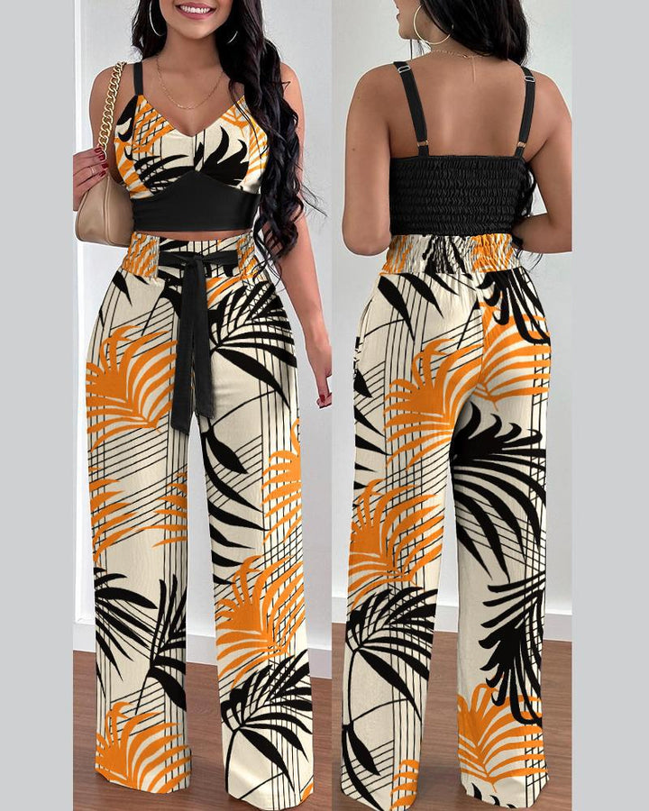 Women Summer Print Tank Suit Tops And Long Pants Matching Set BENNYS 