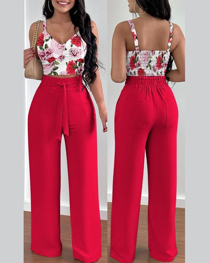 Women Summer Print Tank Suit Tops And Long Pants Matching Set BENNYS 