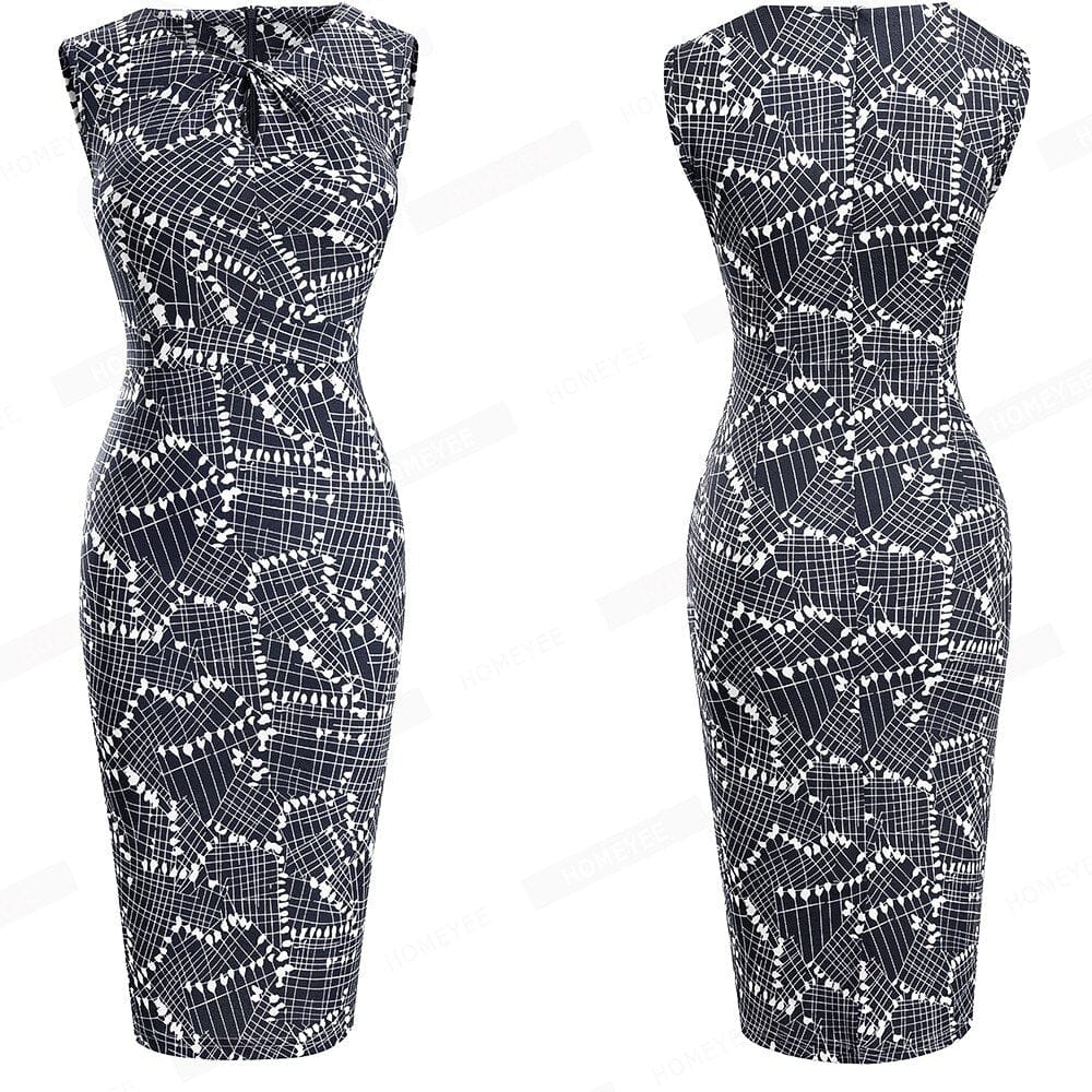 Women Summer Sleeveless Twist Keyhole Slim Office Lady Pencil Dress BENNYS 