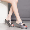 Women Summer Slippers Ladies Glitter PU Wedges Shoes BENNYS 