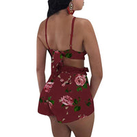 Women Summer Two Piece Set Floral Sleeveless Crop Top And Shorts BENNYS 