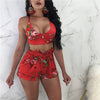 Women Summer Two Piece Set Floral Sleeveless Crop Top And Shorts BENNYS 