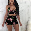 Women Summer Two Piece Set Floral Sleeveless Crop Top And Shorts BENNYS 