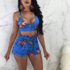 Women Summer Two Piece Set Floral Sleeveless Crop Top And Shorts BENNYS 