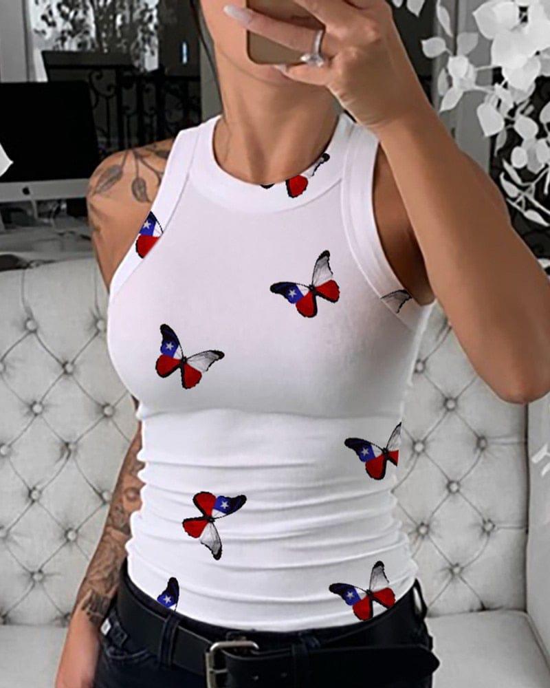 Women T-shirt 2020 Newest Summer Leopard Butterfly Printed Tank Tops BENNYS 