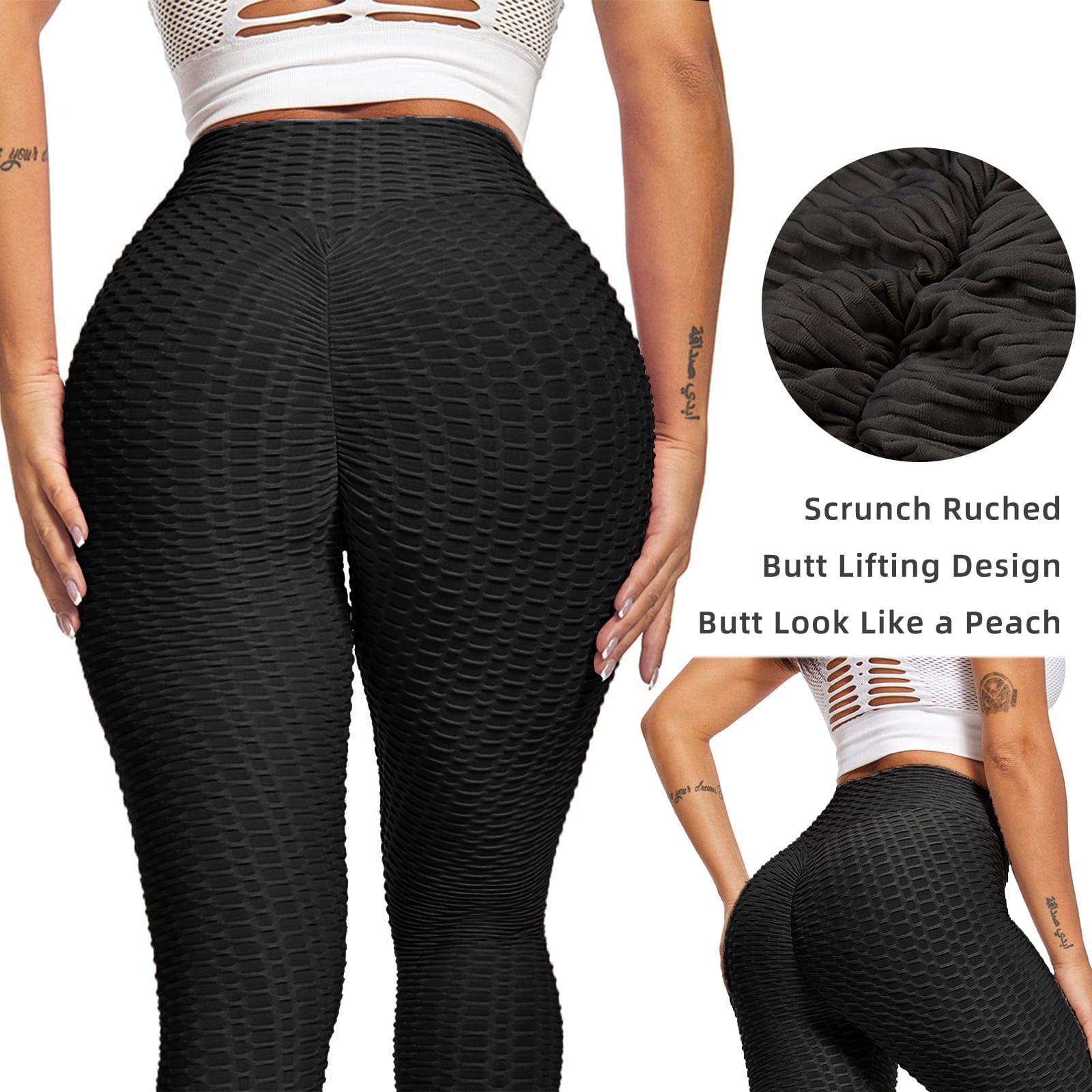 Sexy Leggings for Women Butt Lifting Leggings High Waisted Scrunch Booty  Yoga Pants Textured Ruched Tights Black Size M -  Canada