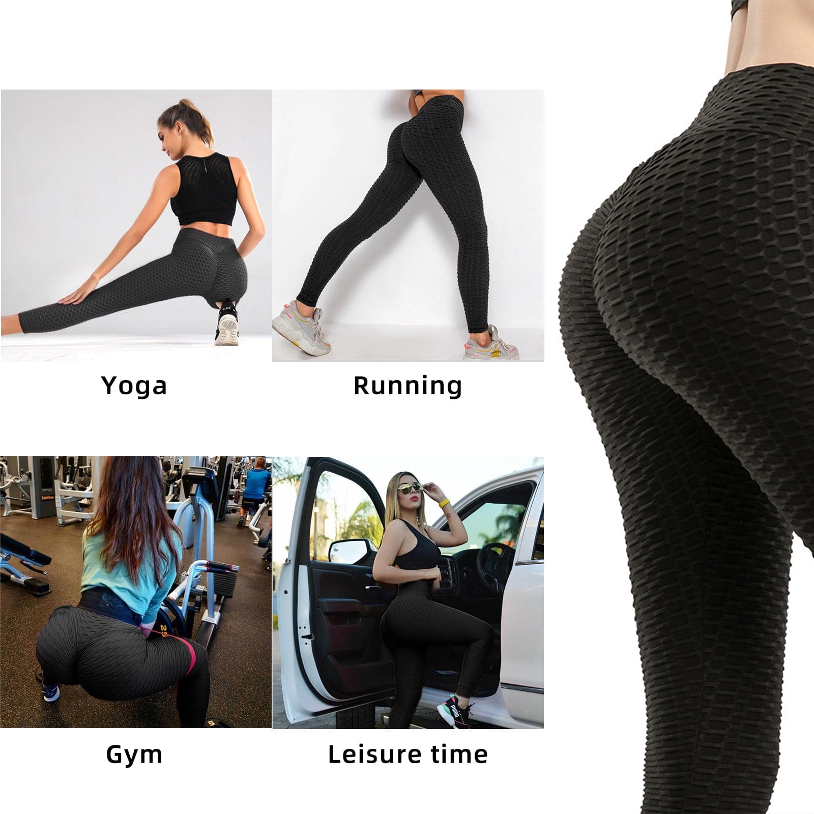 Womens TIKTok Leggings Bubble Textured Leggings Butt Lifting Yoga