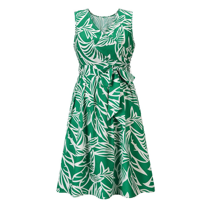 Women Vintage Casual V Neck A line Summer Elegant Floral Party Swing Dress BENNYS 