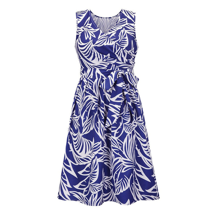Women Vintage Casual V Neck A line Summer Elegant Floral Party Swing Dress BENNYS 
