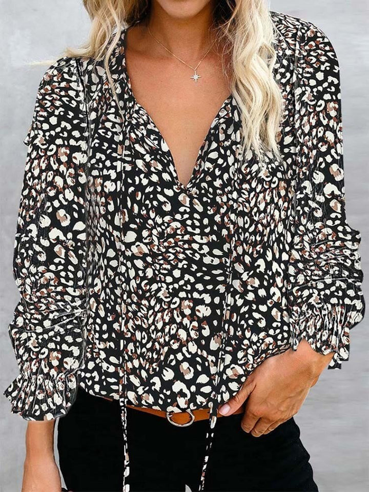 Women Vintage Floral Print Blouse Fashion V Neck Long Sleeve Chic Blouses BENNYS 