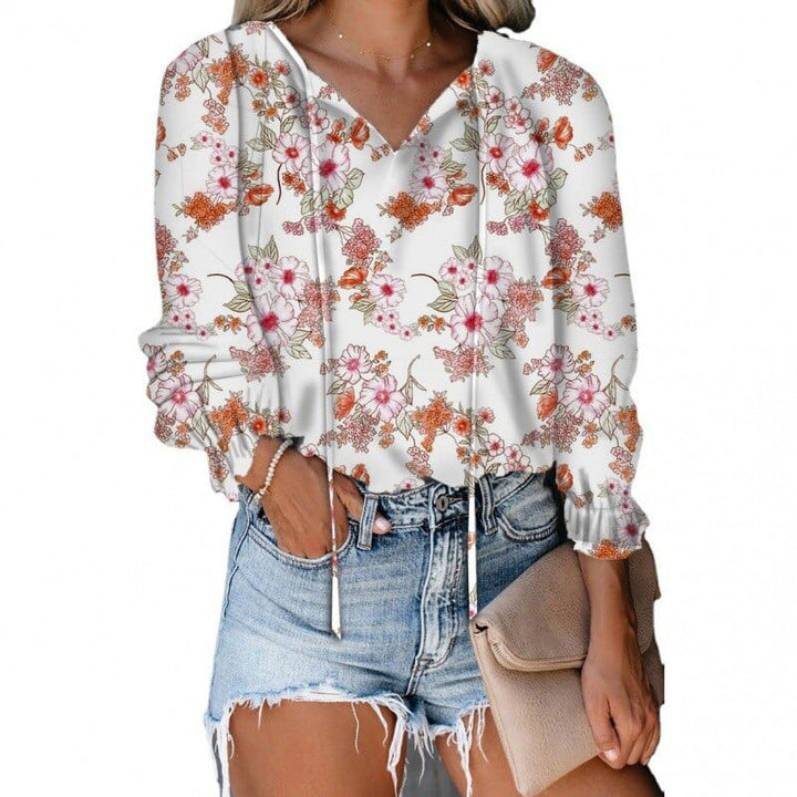 Women Vintage Floral Print Blouse Fashion V Neck Long Sleeve Chic Blouses BENNYS 