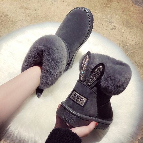 Women Warm Black Round Toe Casual Female Snow Boots BENNYS 