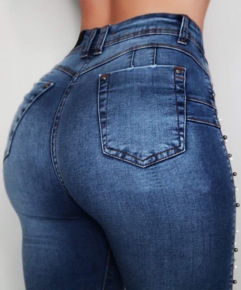 Elastic high waist sales jeans